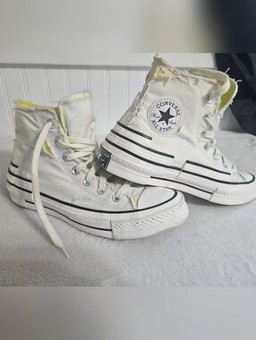Converse High Top Sneakers in Yellow and White-minor Stain